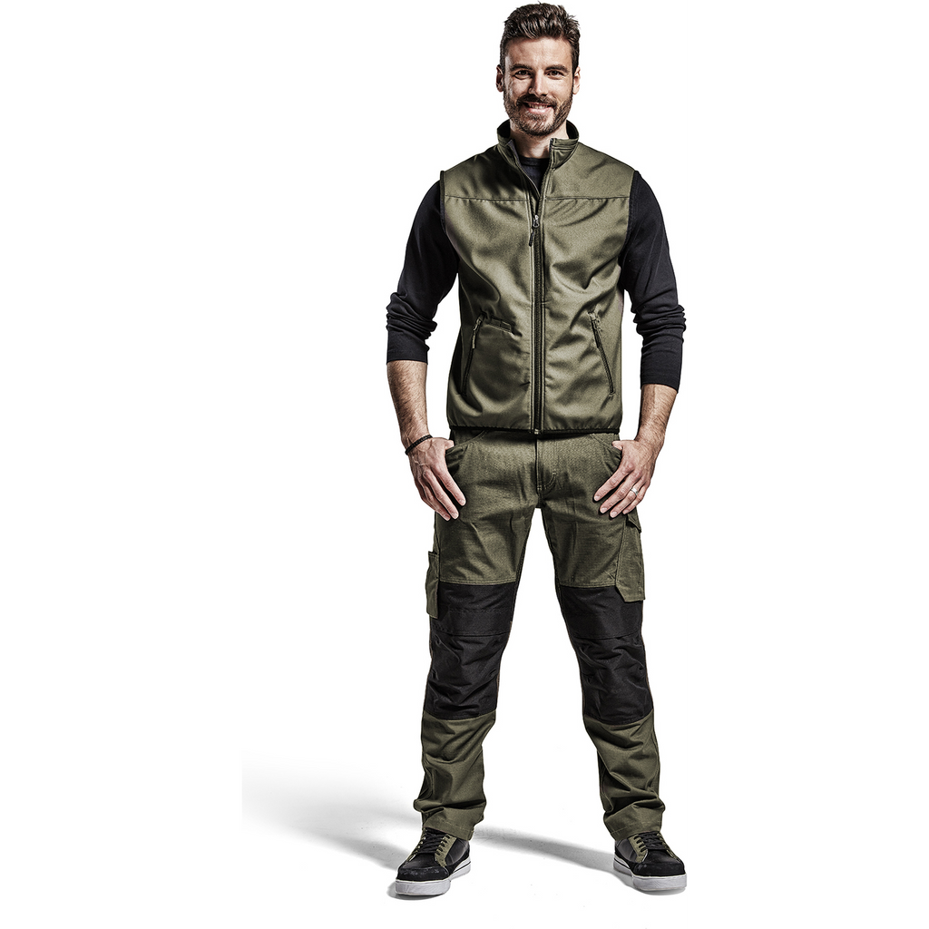 Blaklader Softshell Vest, Dark Olive Green/Black (3)