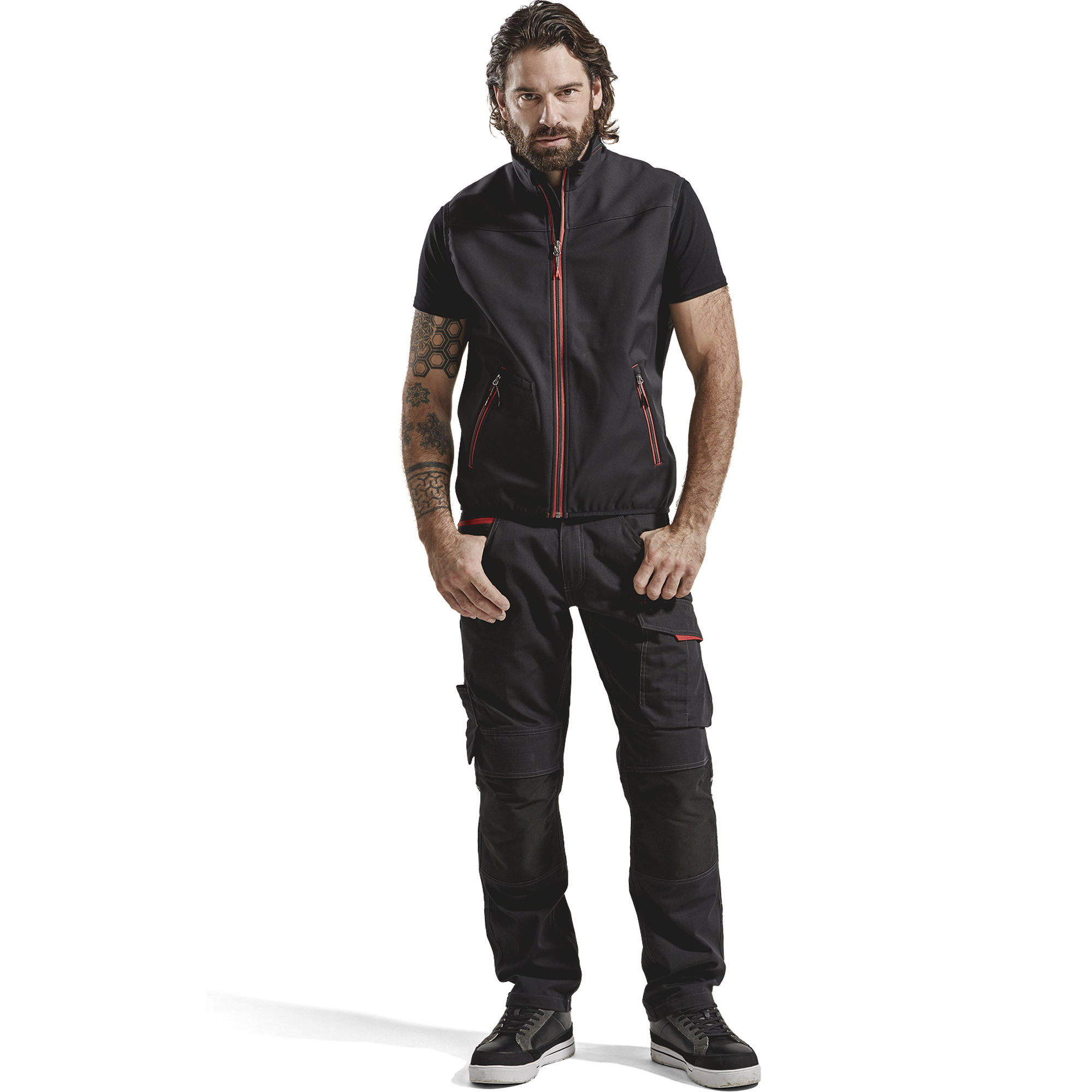 Blaklader Softshell Vest, Black/Red (3)
