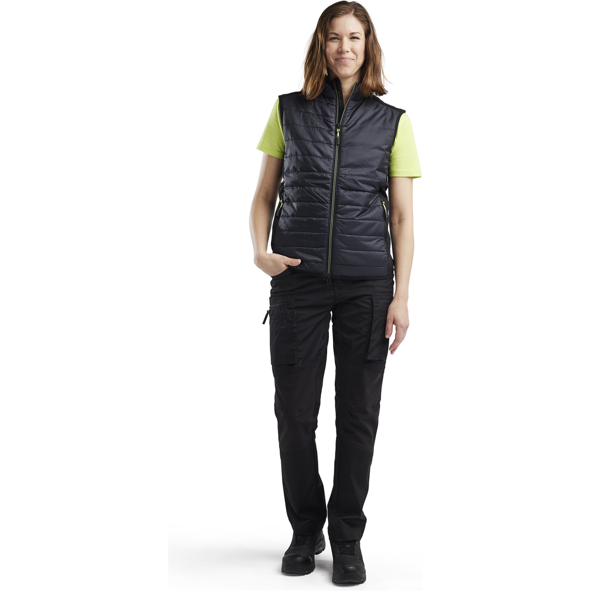 Blaklader Women's Lined Vest, Black/Yellow (5)