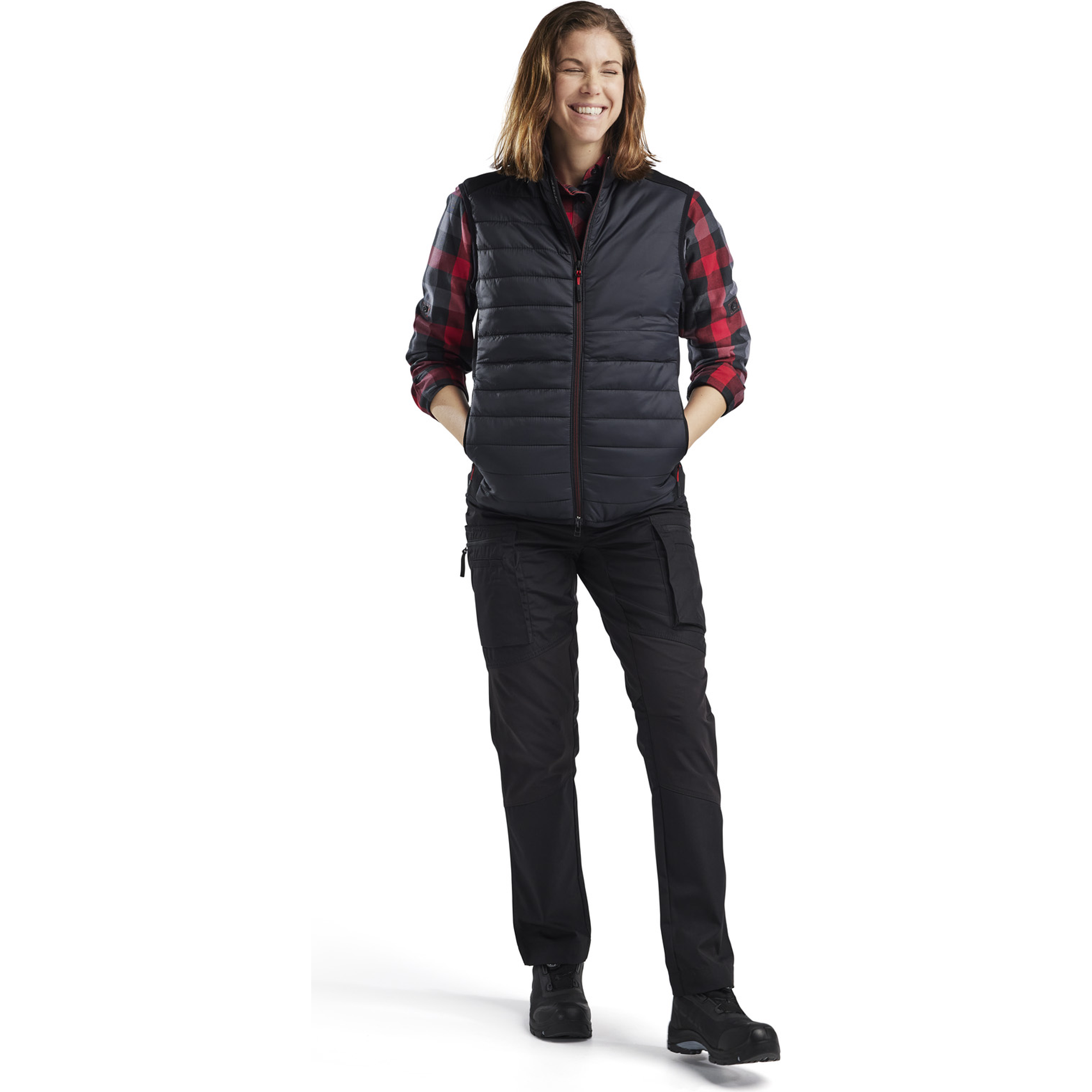 Blaklader Women's Lined Vest, Black/Red (5)