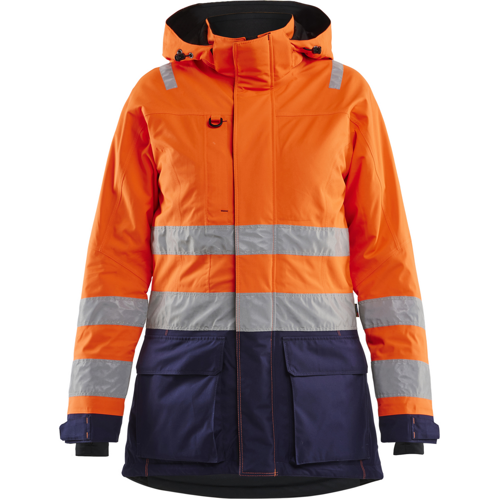 Blaklader High Vis Ladies Winter Parka, Orange/Navy Blue