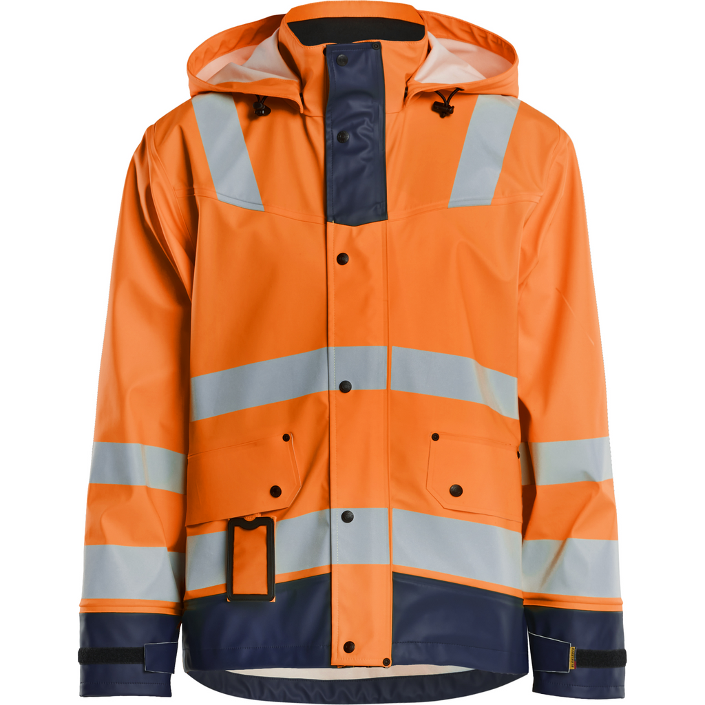 Blaklader Rain Jacket, Orange/Navy Blue