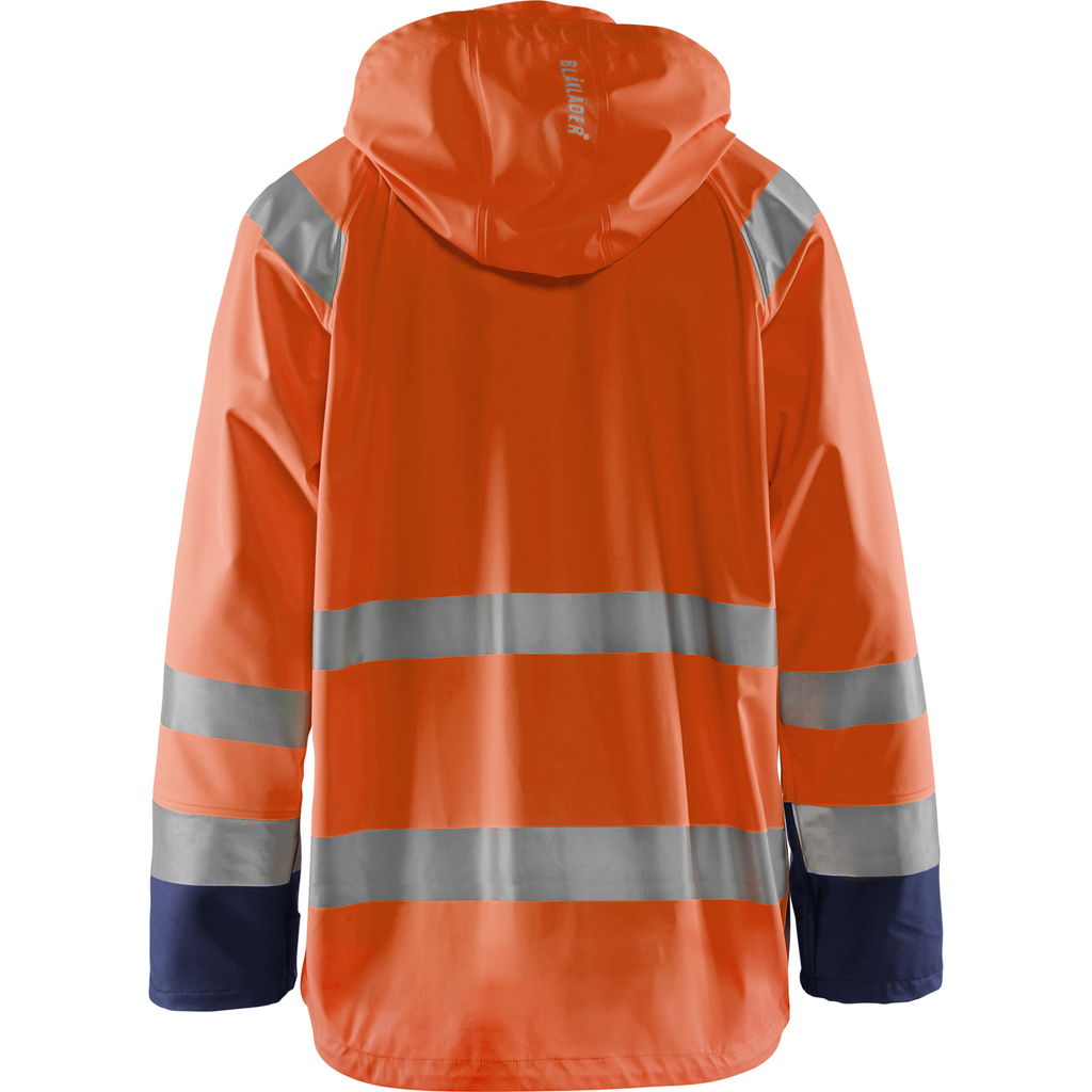 Blaklader High Vis Rain Jacket, Orange/Navy Blue (4)
