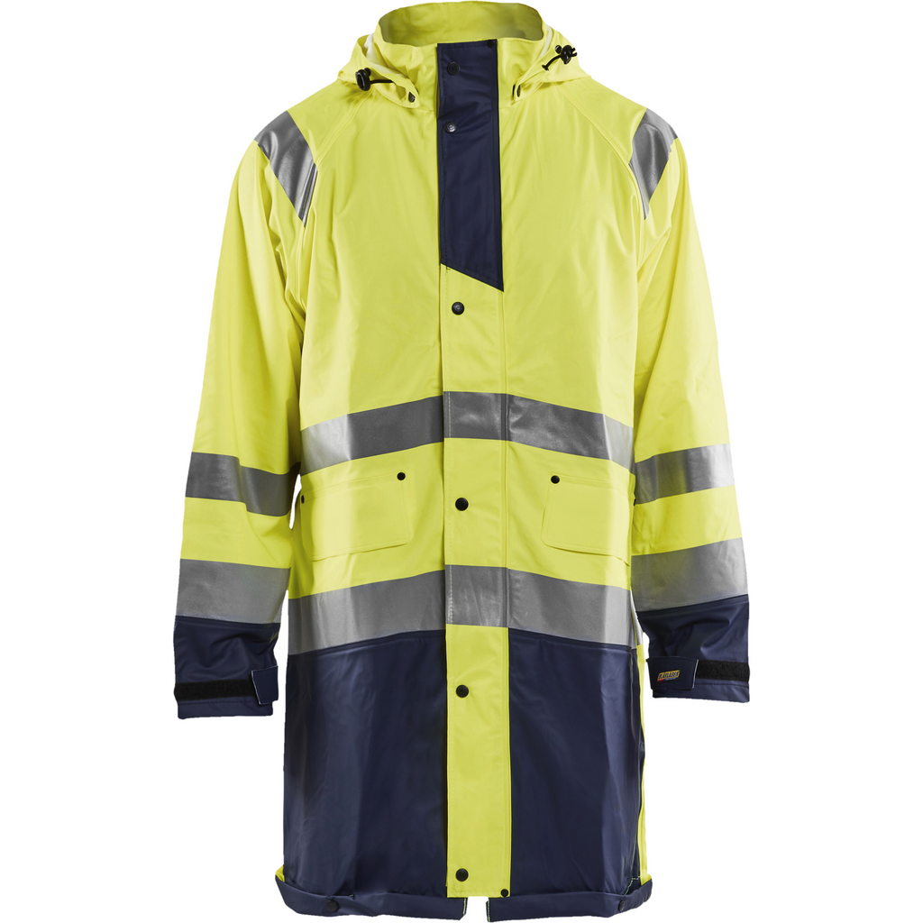 Blaklader High Vis Rain Jacket, Yellow/Navy Blue