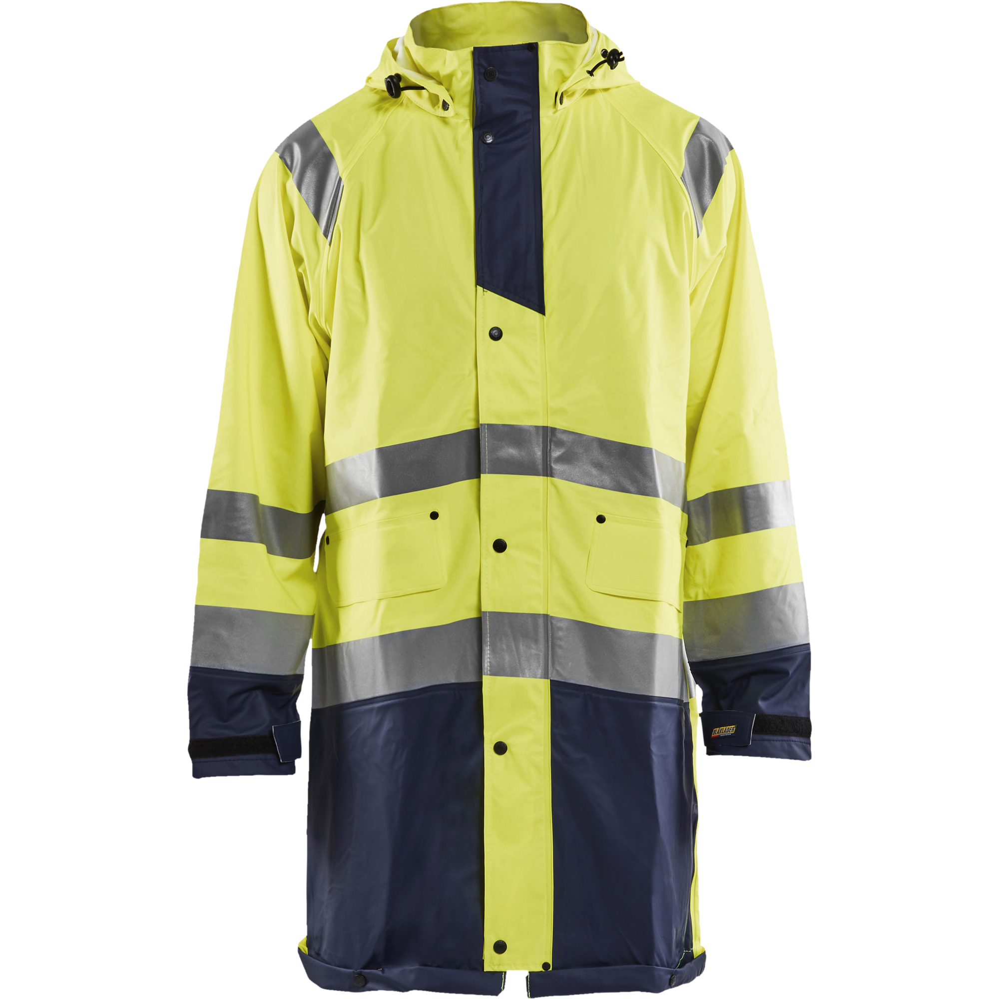 Blaklader High Vis Rain Jacket, Yellow/Navy Blue