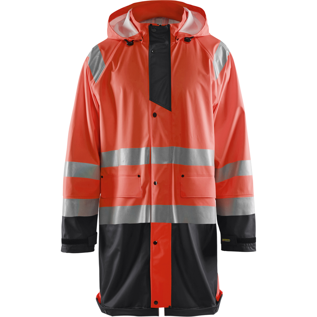 Blaklader High Vis Rain Jacket, Red/Black