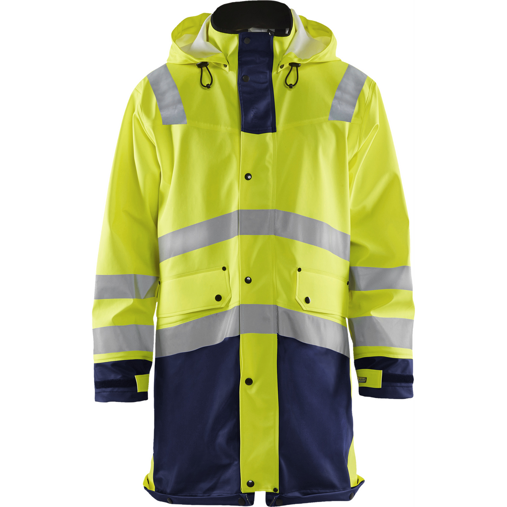 Blaklader High Vis Raincoat, Yellow/Navy