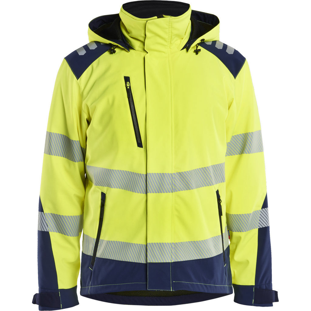 Blaklader High Vis Lined Lightweight Softshell Winter Jacket, Yellow/Navy