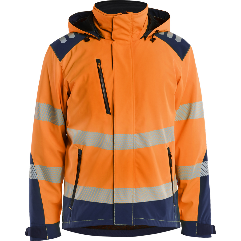 Blaklader Lined Lightweight High Vis Softshell Winter Jacket, Orange/Navy