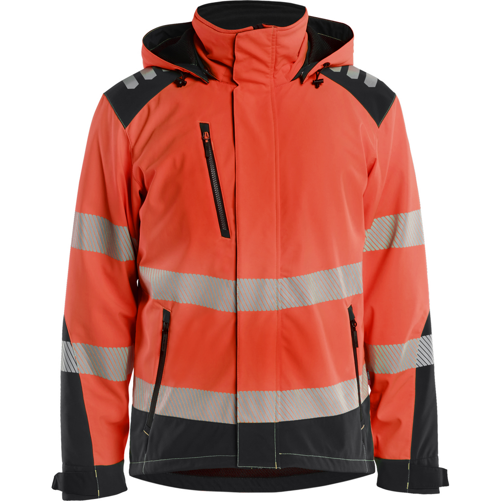 Blaklader High Vis Lined Lightweight Softshell Winter Jacket, Red/Black