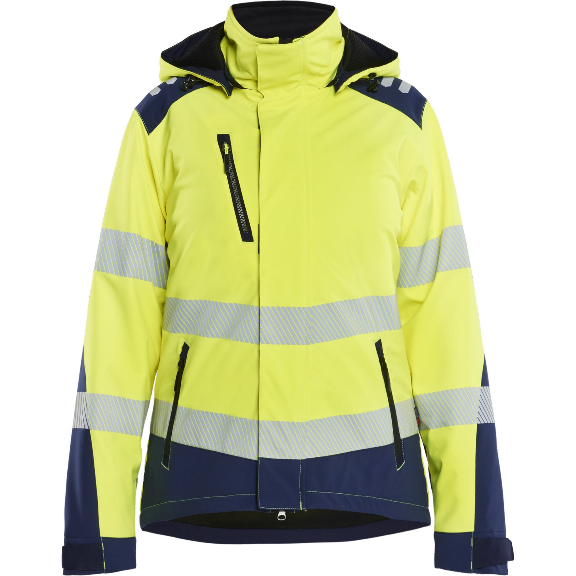 Blaklader High Vis Ladies Lined Lightweight Softshell Winter Jacket, Yellow/Navy