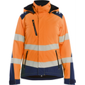 Blaklader High Vis Ladies Lined Lightweight Softshell Winter Jacket, Orange/Navy Blue