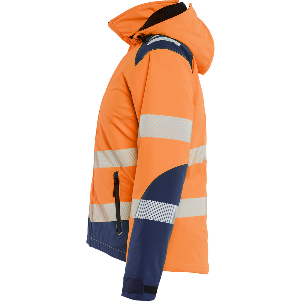 Blaklader High Vis Ladies Lined Lightweight Softshell Winter Jacket, Orange/Navy Blue (3)