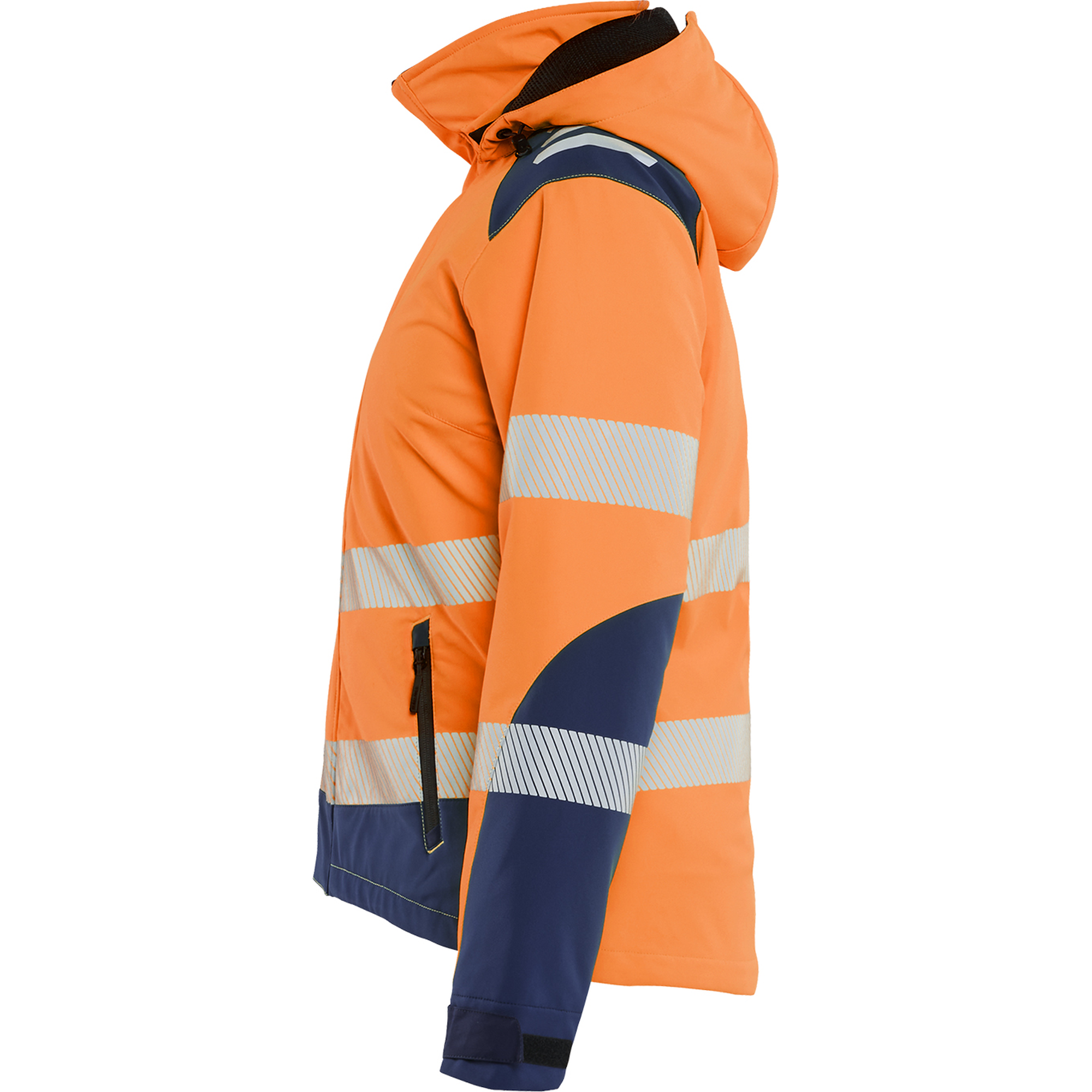 Blaklader High Vis Ladies Lined Lightweight Softshell Winter Jacket, Orange/Navy Blue (3)
