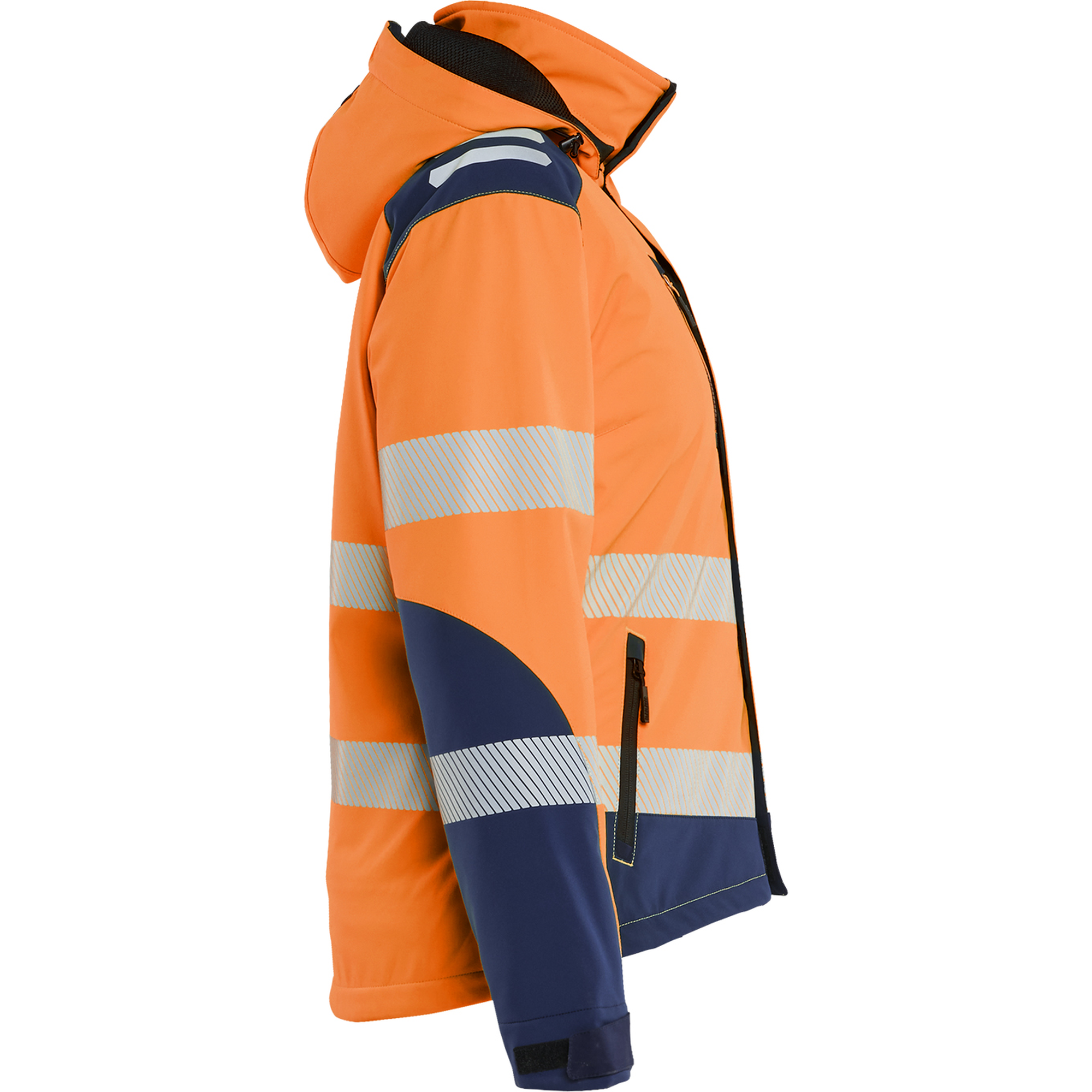 Blaklader High Vis Ladies Lined Lightweight Softshell Winter Jacket, Orange/Navy Blue (2)