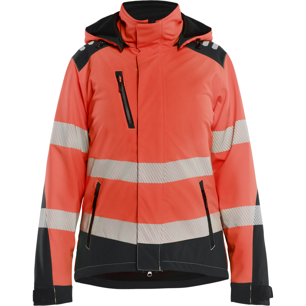 Blaklader High Vis Ladies Lined Lightweight Softshell Winter Jacket, Red/Black
