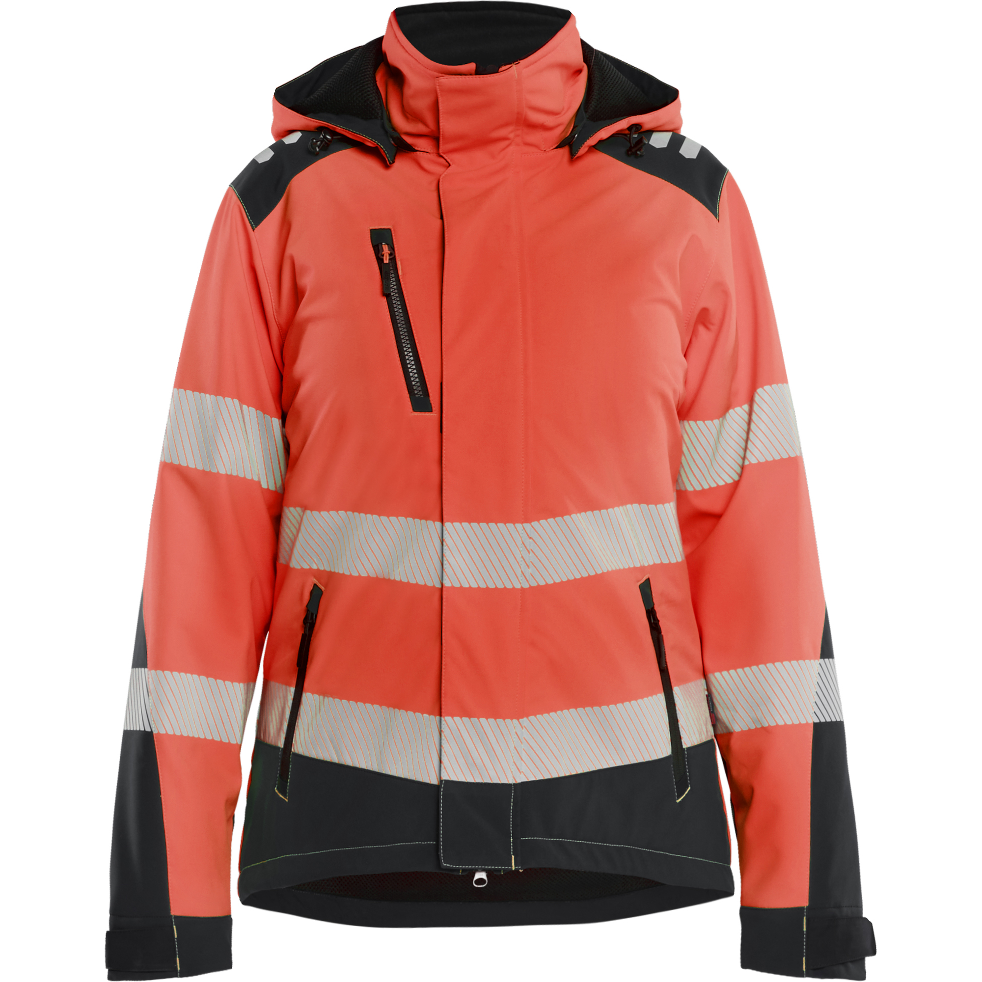 Blaklader High Vis Ladies Lined Lightweight Softshell Winter Jacket, Red/Black