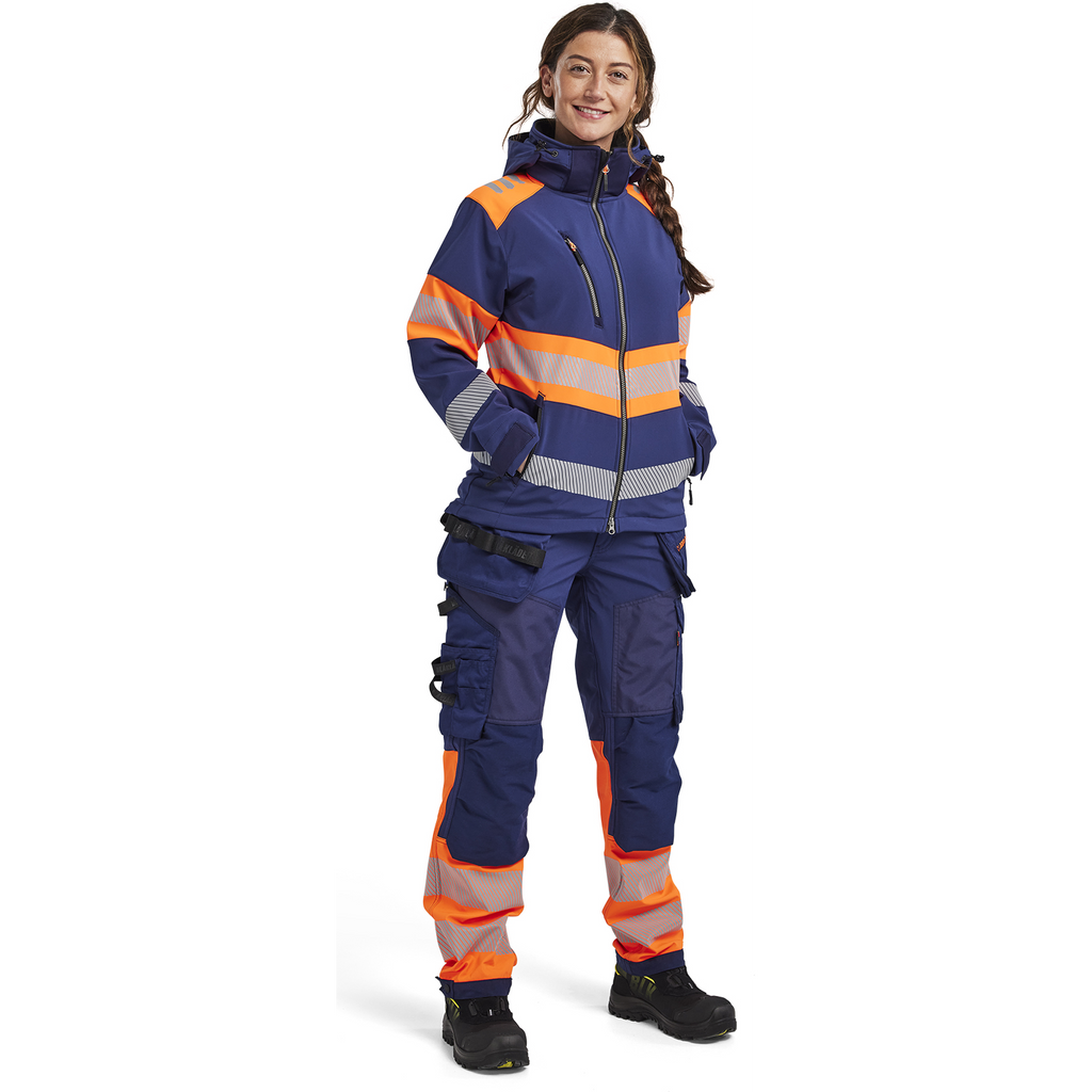 Blaklader High Vis Ladies Softshell Jacket, Navy/Orange (5)