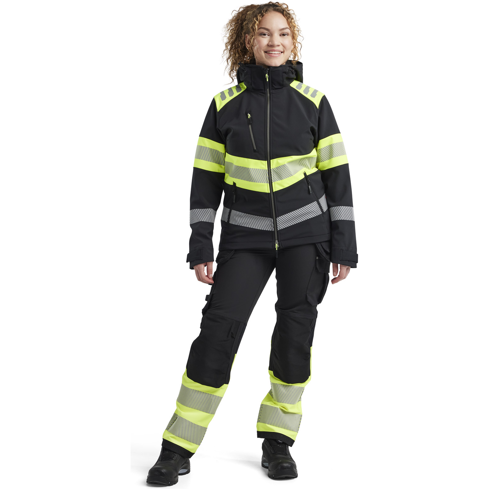 Blaklader High Vis Women's Softshell Jacket, Black/Yellow (5)