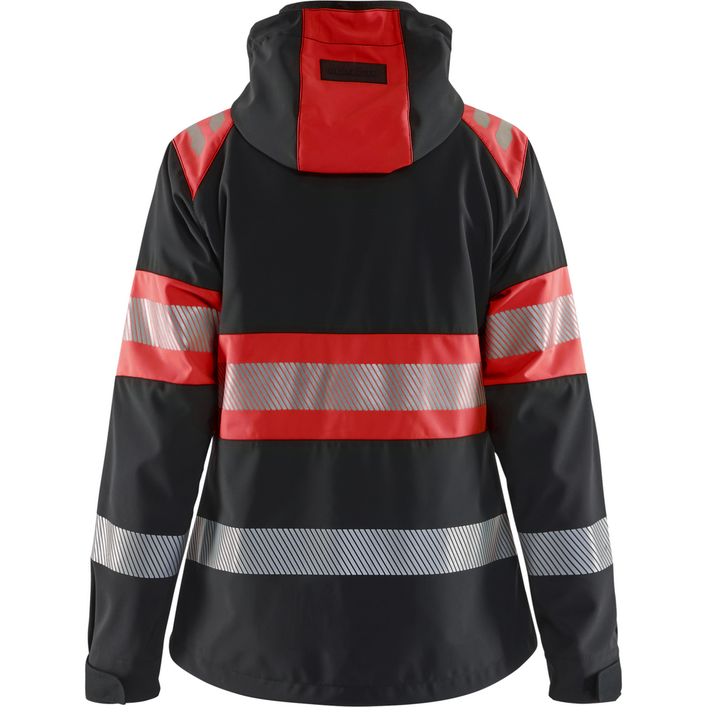 Blaklader High Vis Women's Softshell Jacket, Black/High Vis Red (4)