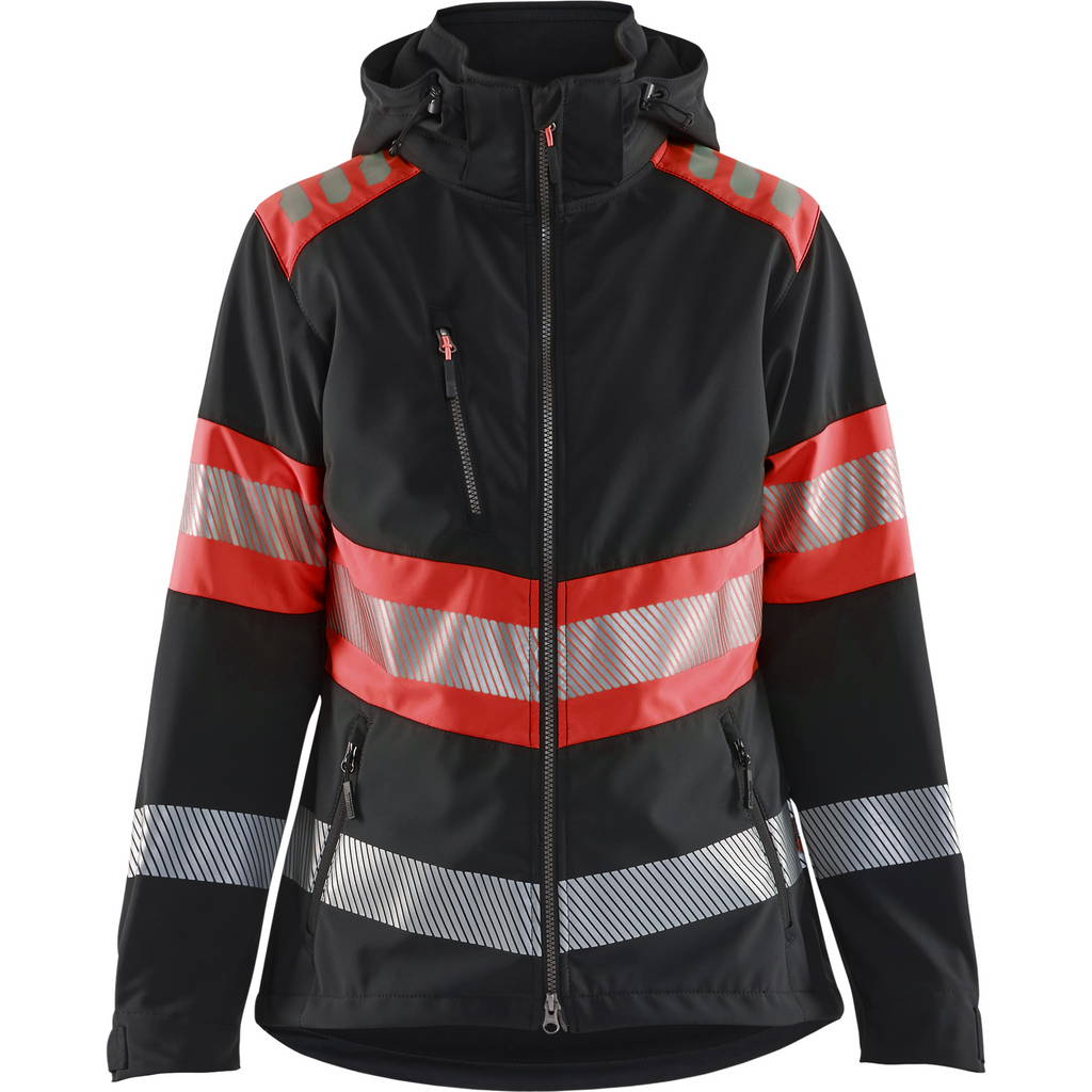 Blaklader High Vis Women's Softshell Jacket, Black/High Vis Red