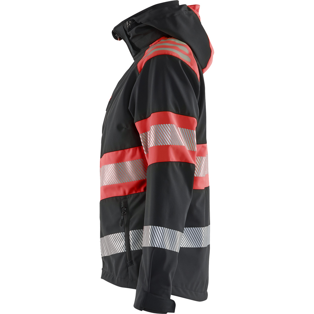 Blaklader High Vis Women's Softshell Jacket, Black/High Vis Red (3)