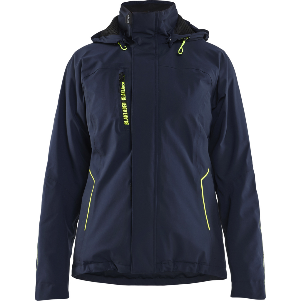 Blaklader Ladies Lined Lightweight Stretch Winter Jacket, Dark Navy/Yellow