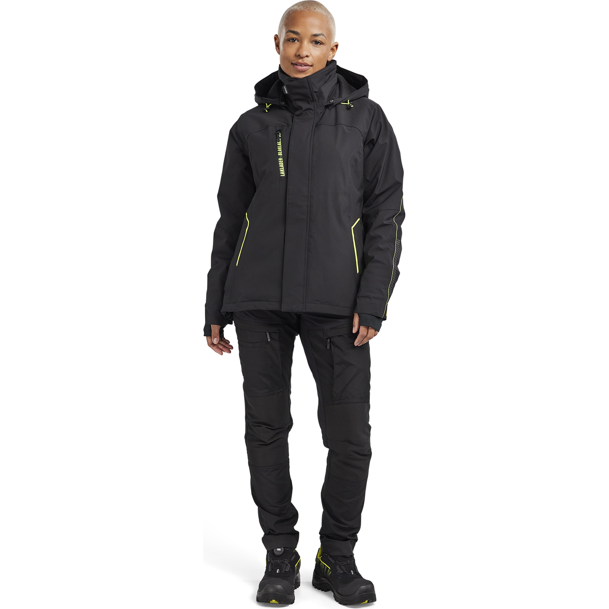 Blaklader Ladies' Lined Lightweight Stretch Winter Jacket, Black/Yellow (5)
