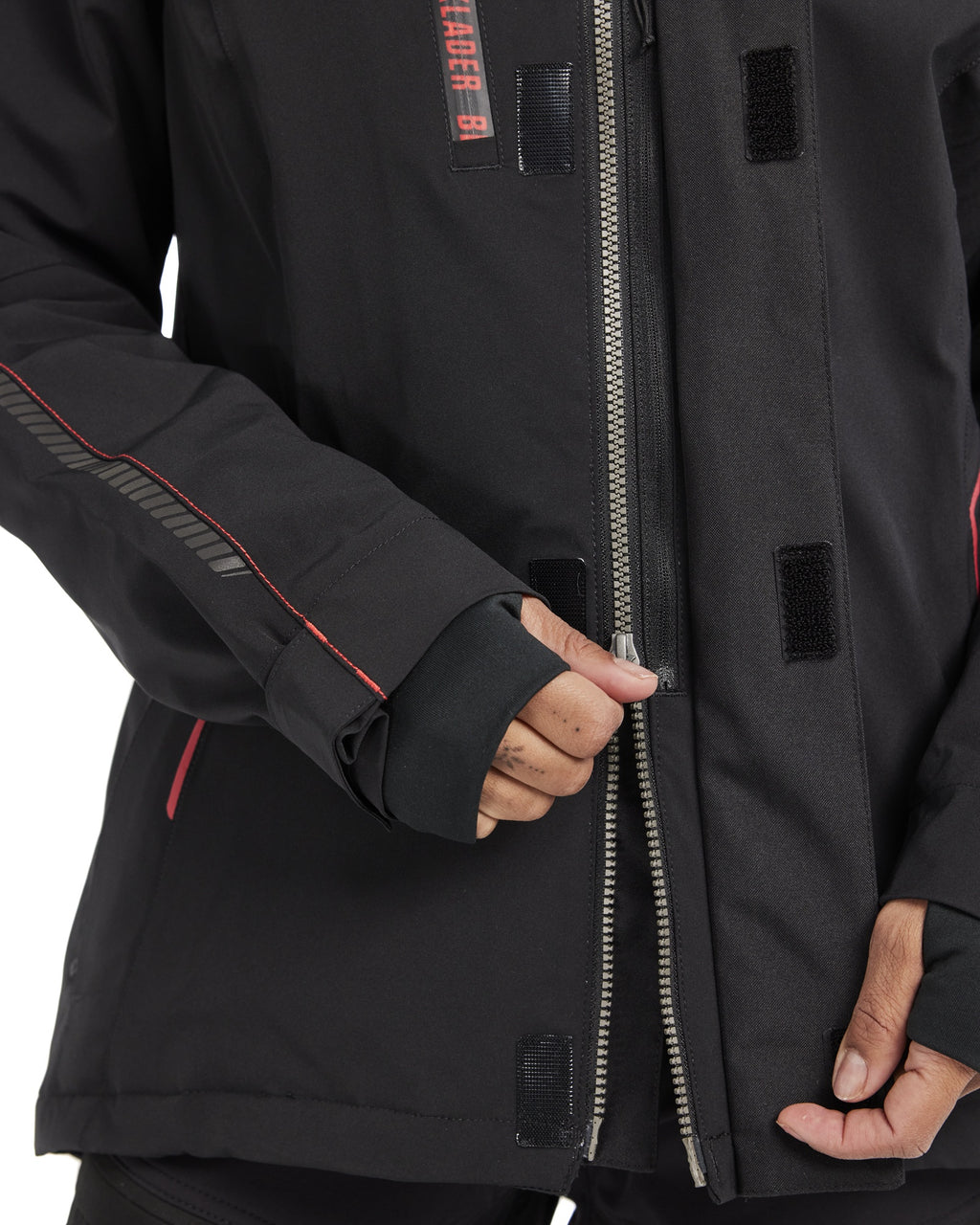 Blaklader Ladies Lined Lightweight Stretch Winter Jacket, Black/Red (8)