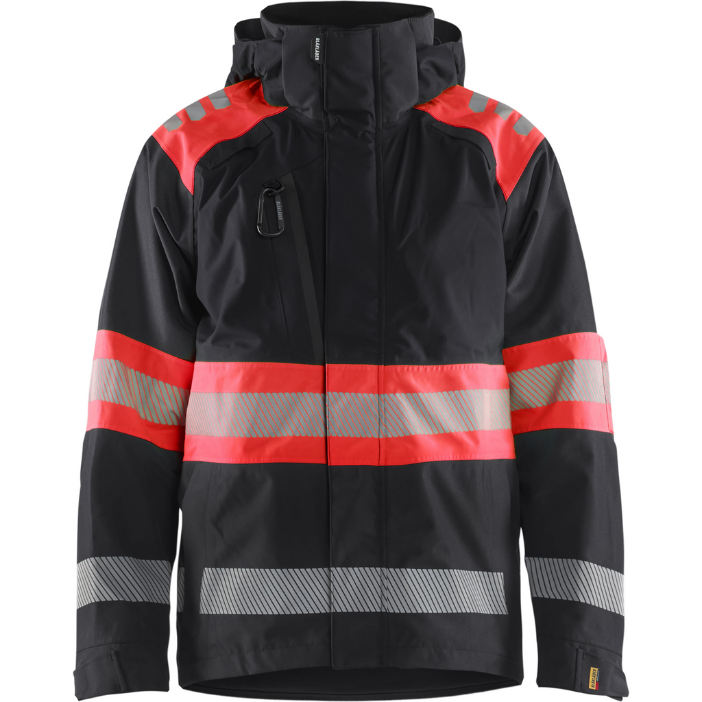 Blaklader High Vis Shell Jacket, Black/High Vis Red