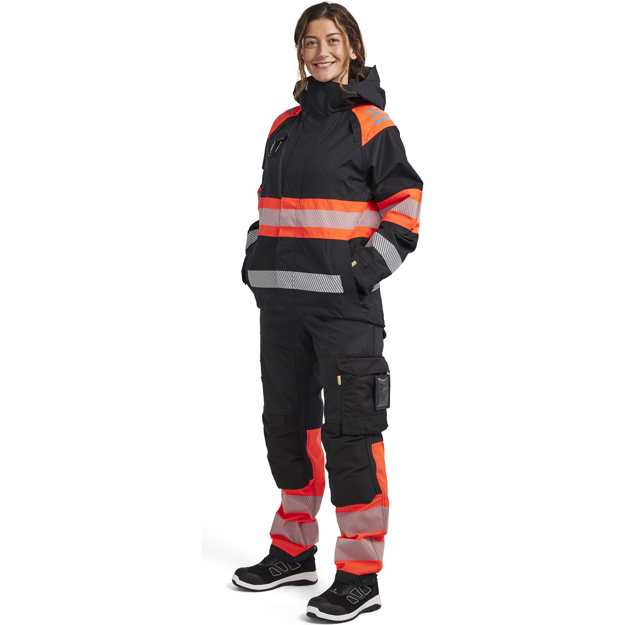 Blaklader High Vis Ladies Shell Jacket, Black/High Vis Red (5)