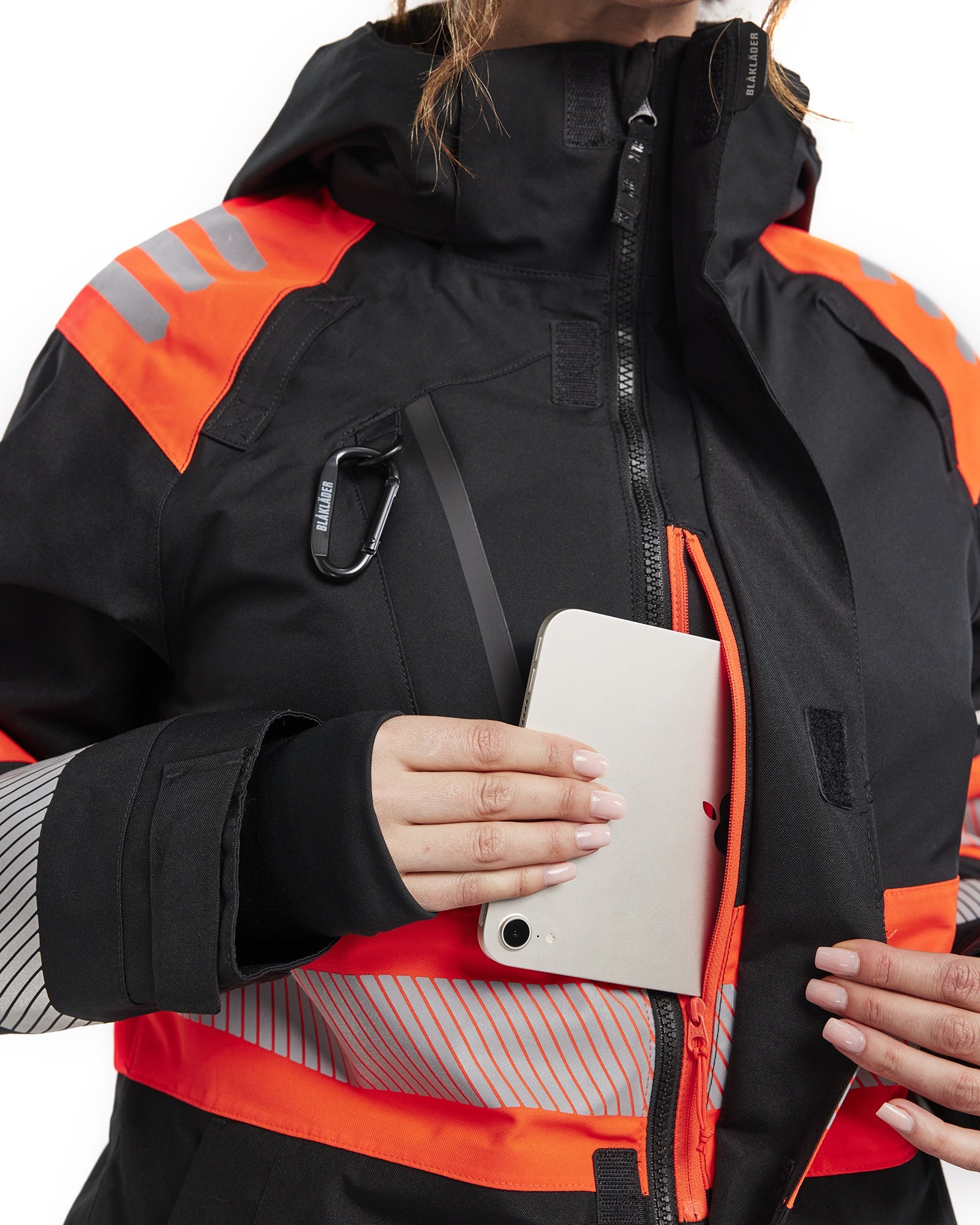 Blaklader High Vis Ladies Shell Jacket, Black/High Vis Red (8)