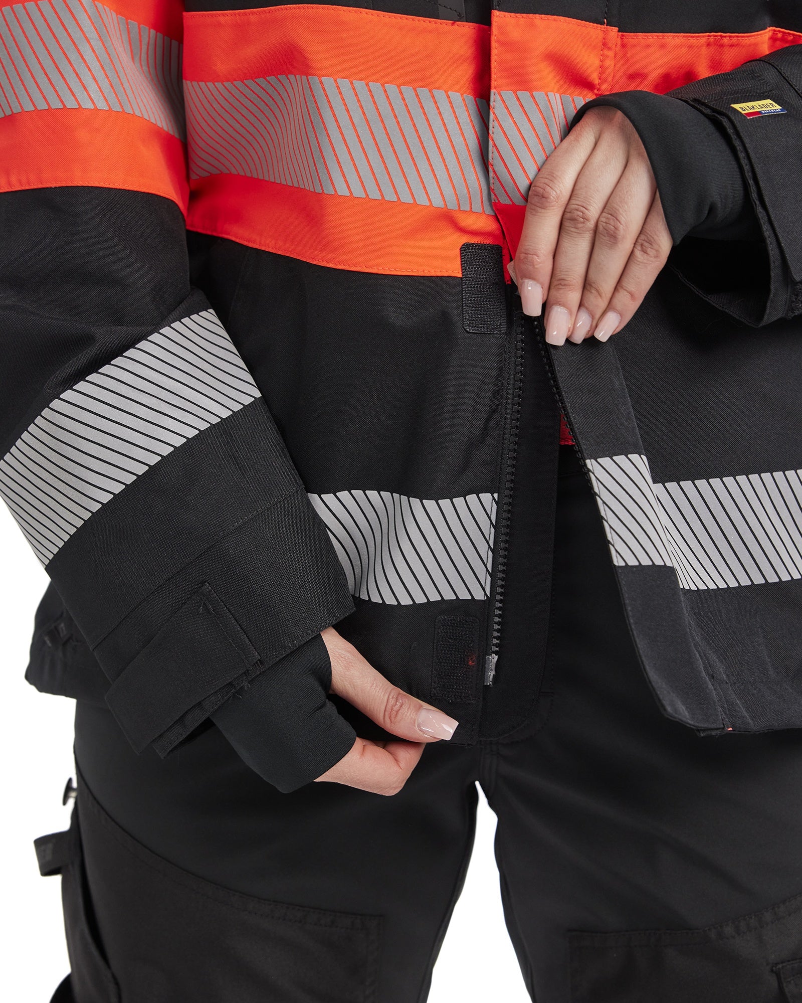 Blaklader High Vis Ladies Shell Jacket, Black/High Vis Red (9)