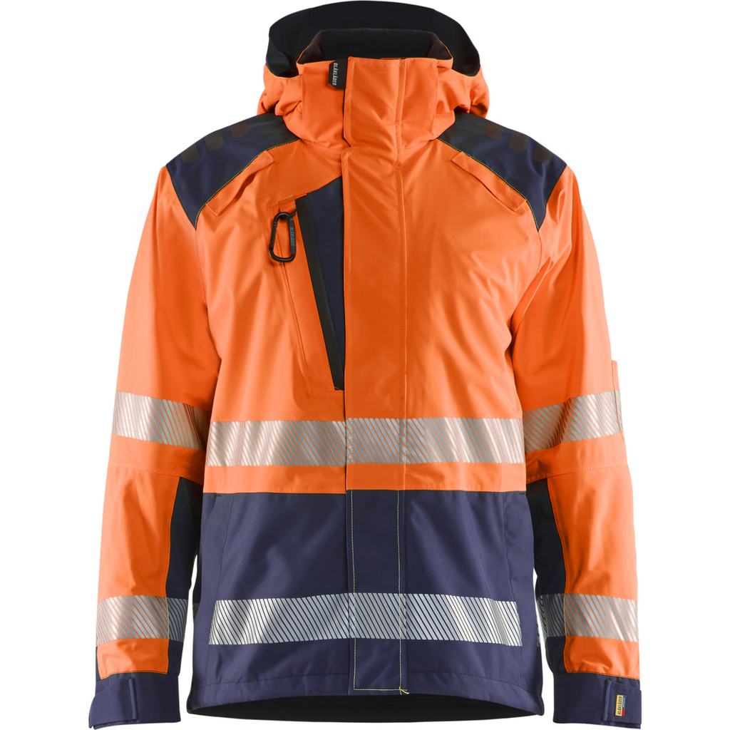Blaklader High Vis Shell Jacket, Orange/Navy Blue