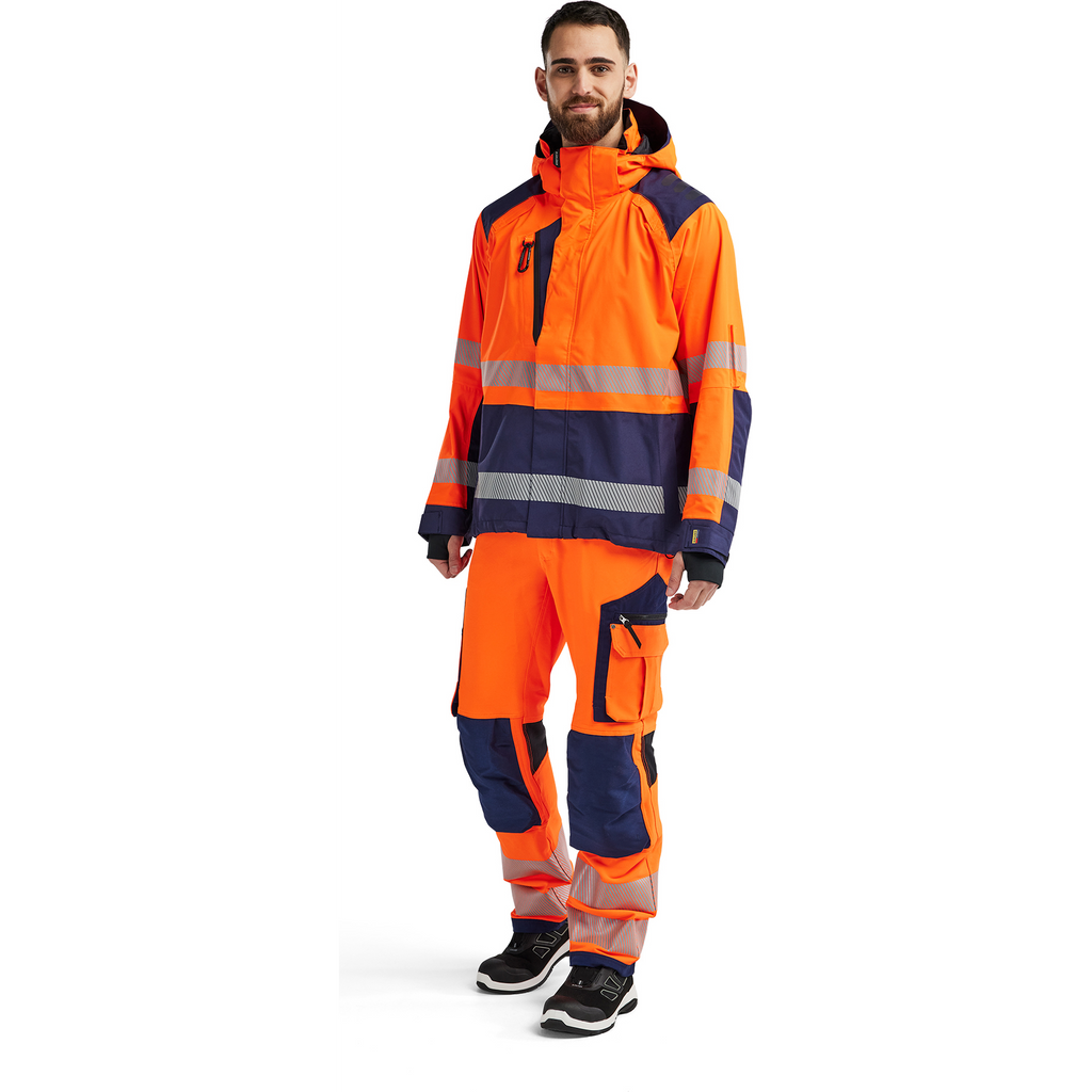 Blaklader High Vis Shell Jacket, Orange/Navy Blue (5)