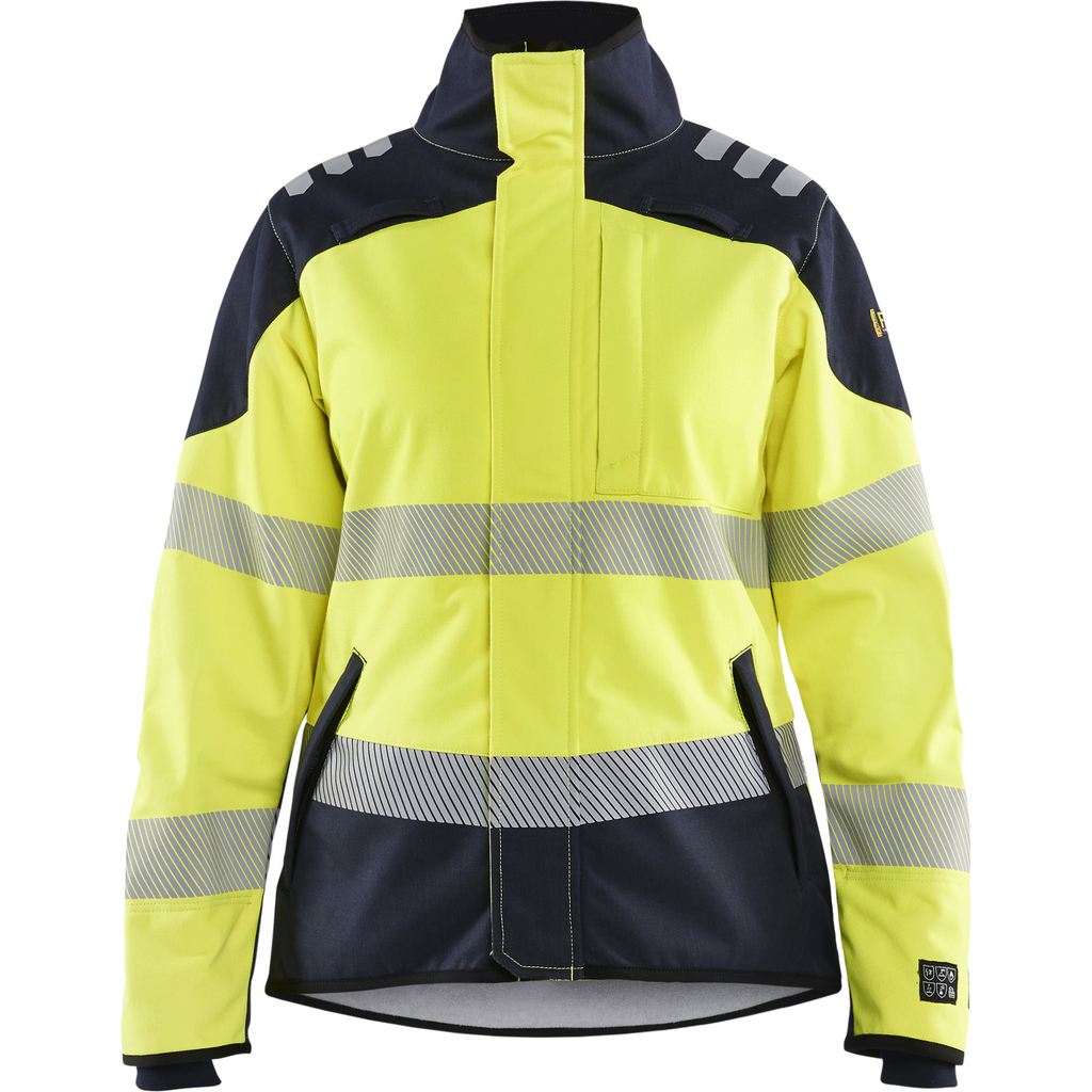Blaklader Ladies Multinorm Softshell Jacket, Yellow/Navy Blue
