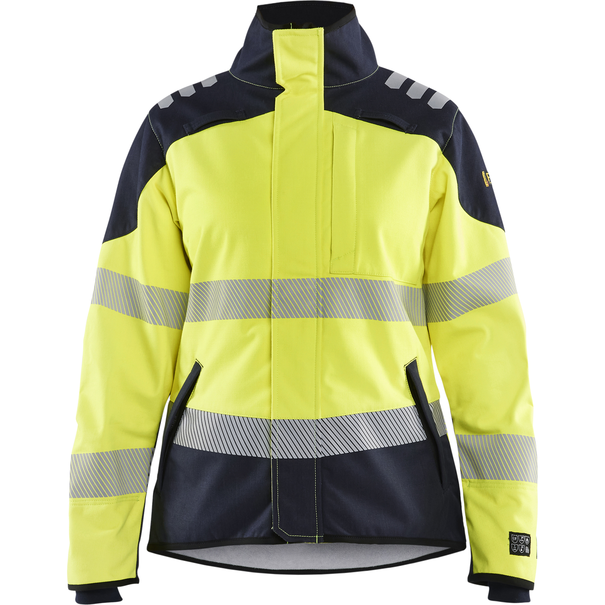 Blaklader Ladies Multinorm Softshell Jacket, Yellow/Navy Blue