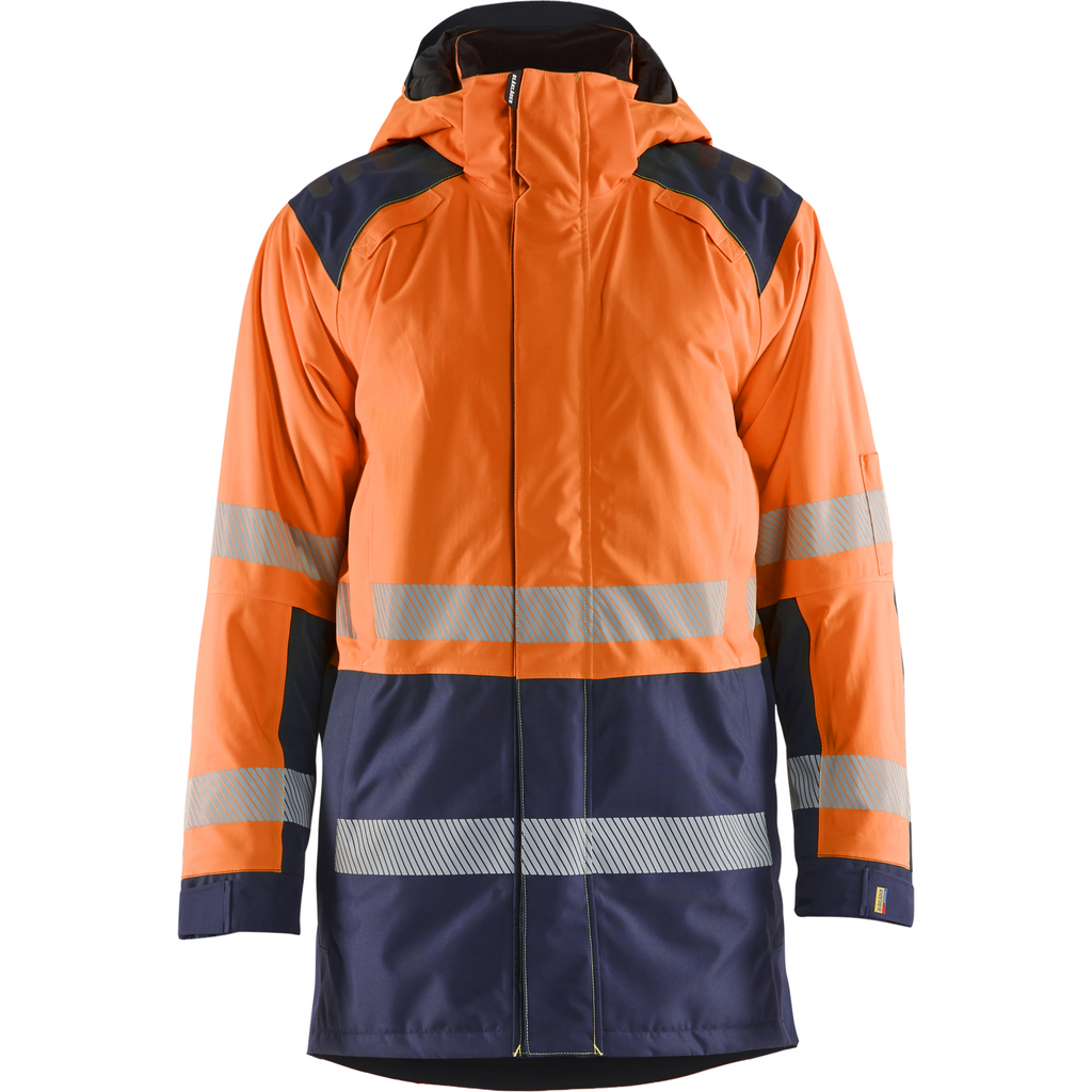 Blaklader High Vis Winter Parka, Orange/Navy Blue