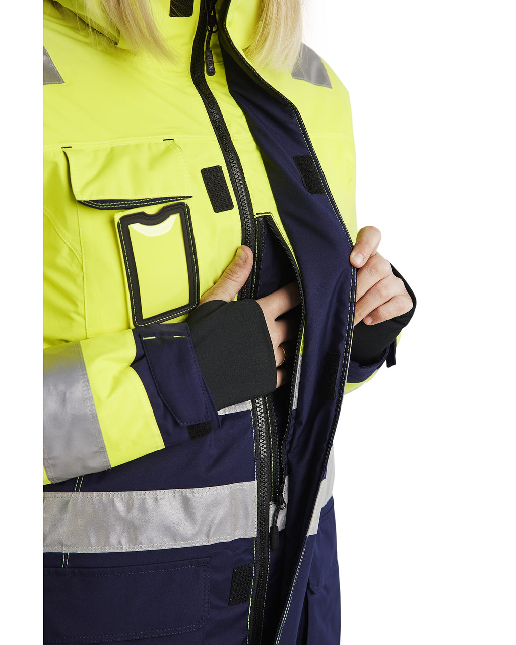Blaklader High Vis Ladies Winter Parka, Yellow/Navy Blue (6)