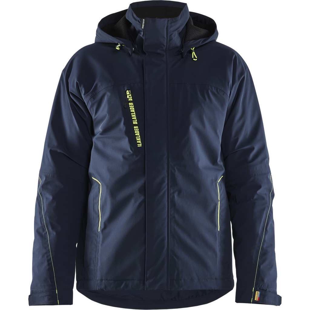 Blaklader Lined Lightweight Stretch Winter Jacket, Dark Navy Blue/Yellow
