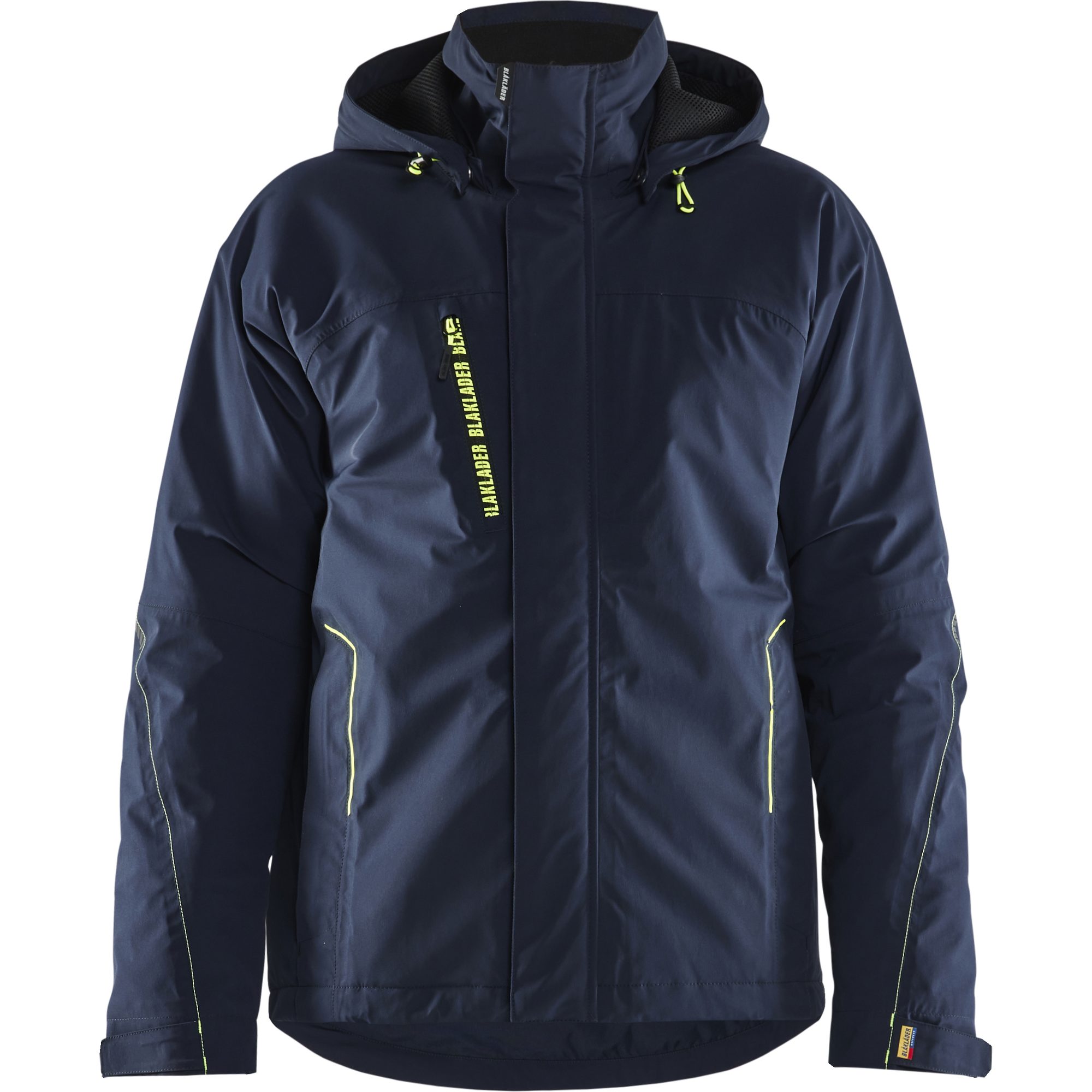 Blaklader Lined Lightweight Stretch Winter Jacket, Dark Navy Blue/Yellow