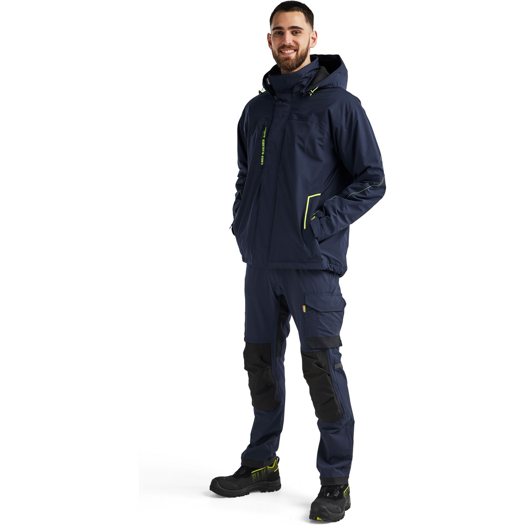 Blaklader Lined Lightweight Stretch Winter Jacket, Dark Navy Blue/Yellow (5)