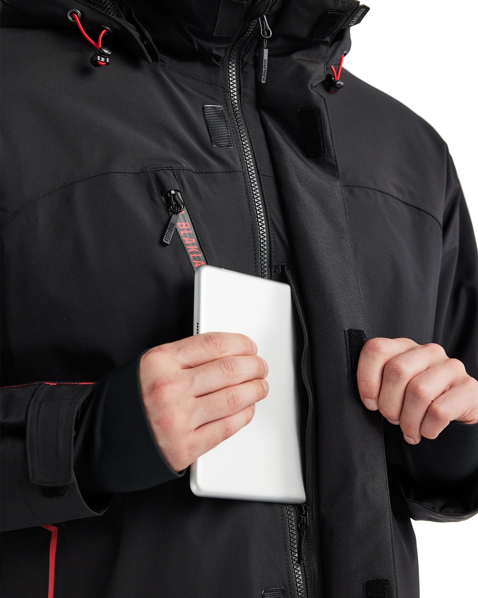 Blaklader Lined Lightweight Stretch Winter Jacket, Black/Red (6)