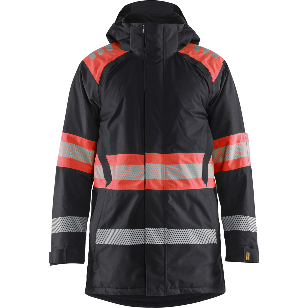 Blaklader High Vis Winter Parka, Black/High Vis Red