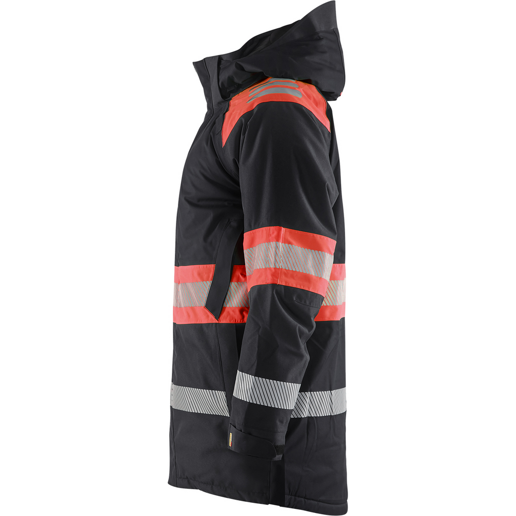 Blaklader High Vis Winter Parka, Black/High Vis Red (3)