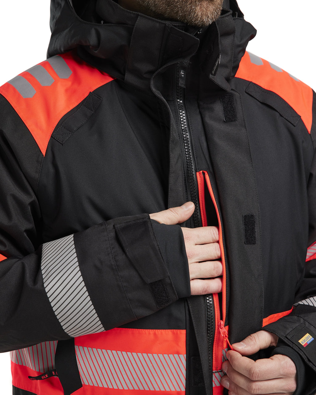 Blaklader High Vis Winter Parka, Black/High Vis Red (7)