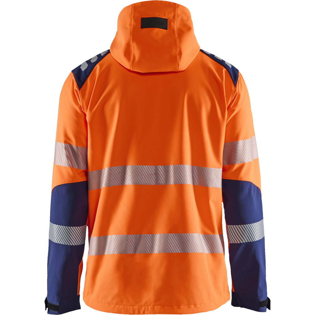Blaklader High Vis Softshell Jacket, Orange/Navy Blue (4)