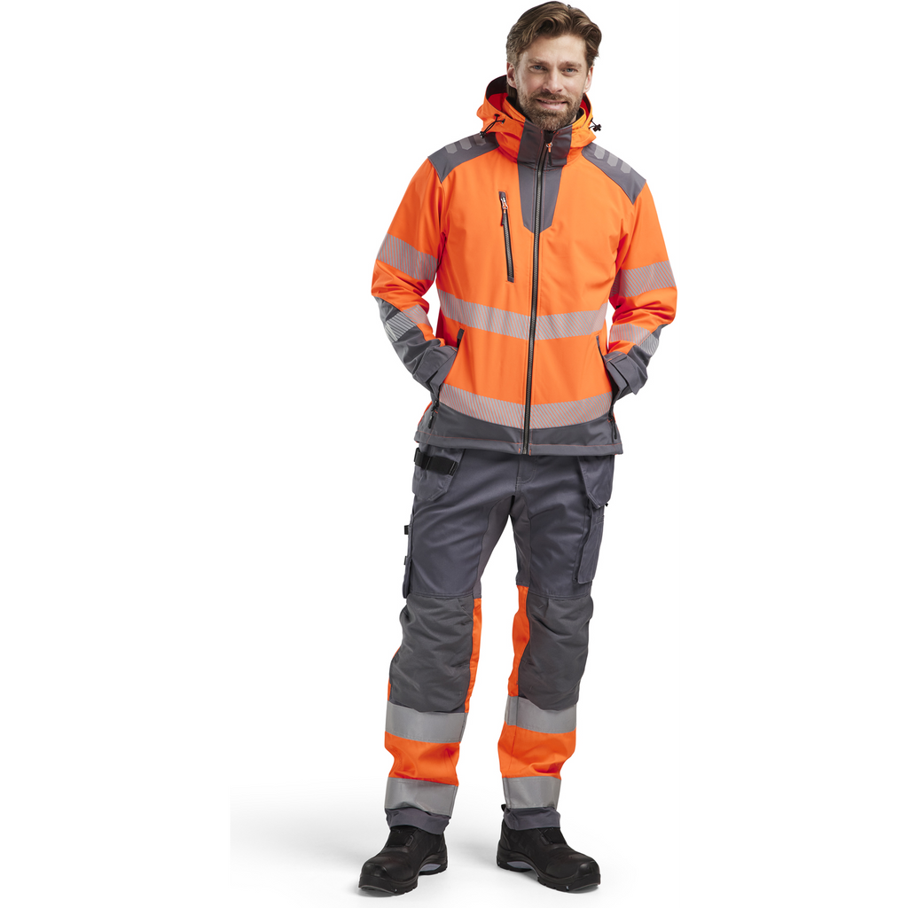 Blaklader High Vis Softshell Jacket, Orange/Medium Grey (5)