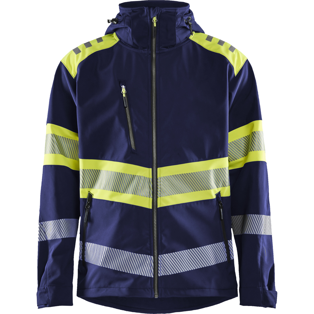 Blaklader High Vis Softshell Jacket, Navy/ Yellow