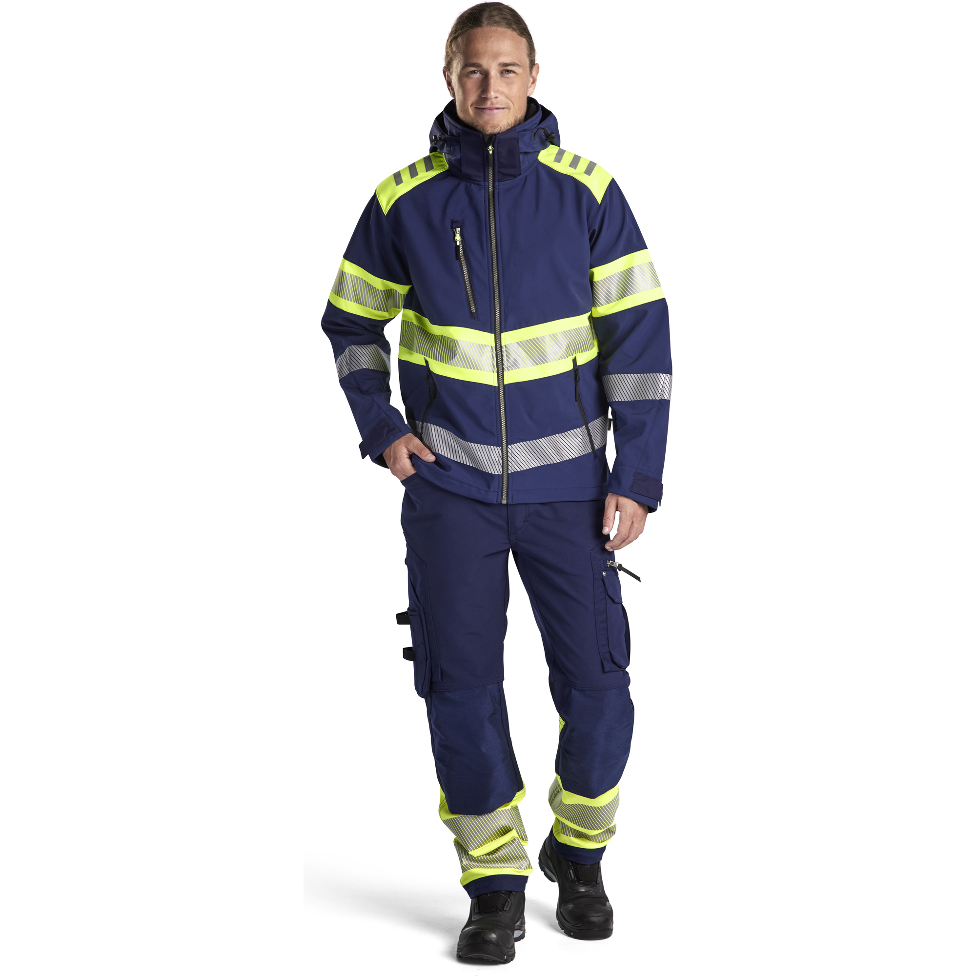 Blaklader High Vis Softshell Jacket, Navy/ Yellow (5)